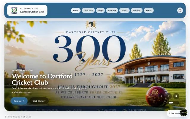 A live ClubOS club website displayed on desktop